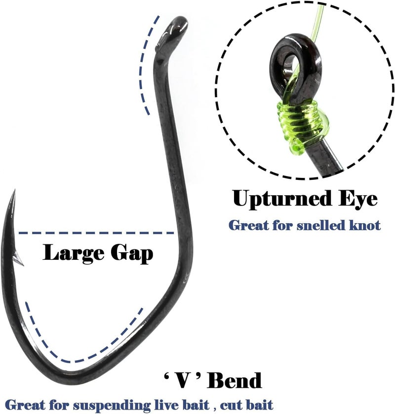 FishTrip Catfish Hooks Big River Hooks, 25/50pcs Live Cut Bait Fishing Hook for Catfishing Flathead Saltwater Freshwater - Image 4